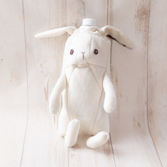 うさぎペットボトルホルダー ハンドメイド うさぎんちゃく☆ペットボトルホルダー☆パウダーニット生成り 巾着袋