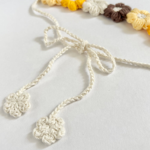 つけ襟＆ヘアバンド セット 花冠デザイン コットン100％ かぎ針編み