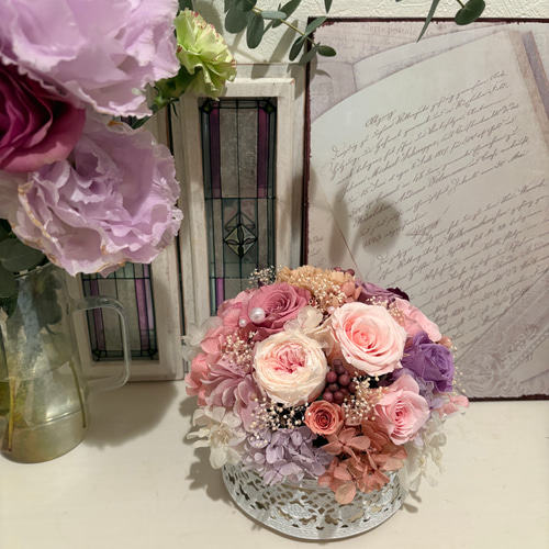 ひとめぼれ新作2026 プリザーブドフラワーアレンジメント ピンク