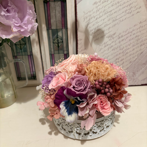 ひとめぼれ新作2026 プリザーブドフラワーアレンジメント ピンク