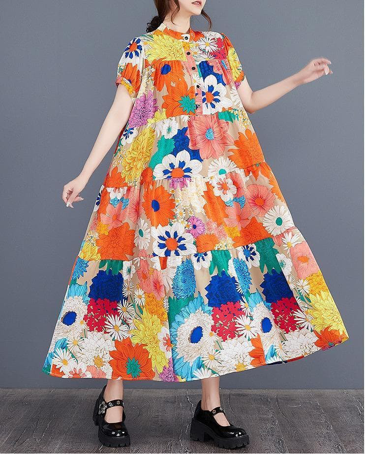 大きいサイズ レディース ロング　ワンピース　花柄　春夏 秋 新品 半袖