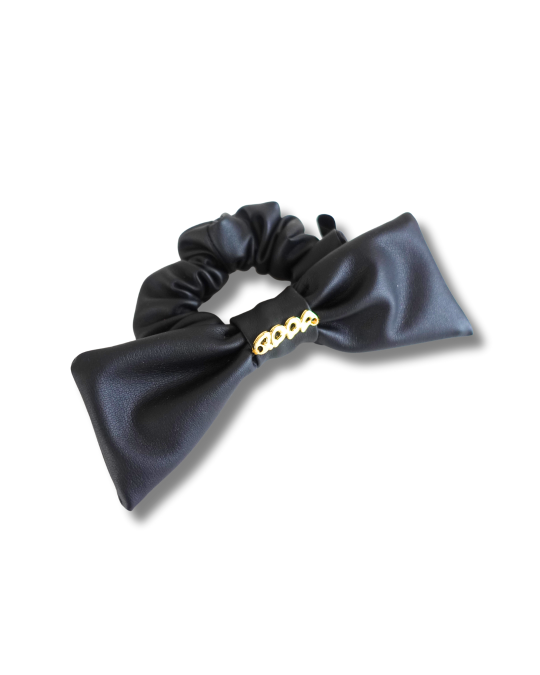 （バッグチャーム使用）15cm Leather Touch Ribbon ChouChou – レザータッチブラック