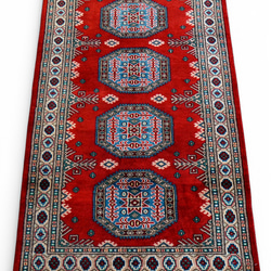 パキスタン手織り絨毯 トルクメンデザイン ピンク 127×81cm カーペット