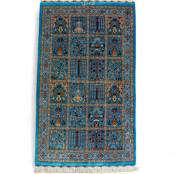 89×56cm ペルシャ絨毯 クム産 モスサビ房 シルク カーペット・絨毯