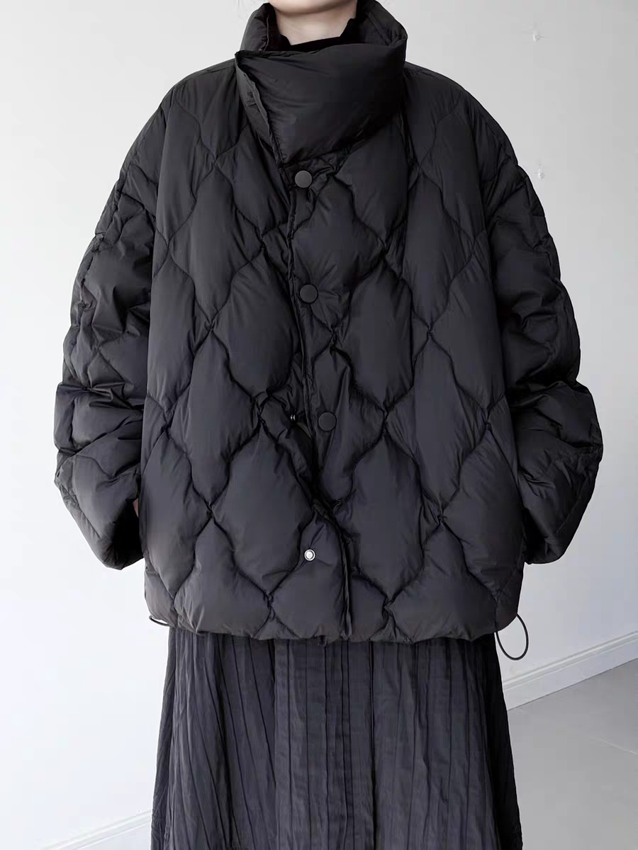 ふっくらダウン＆フェザーで保温力抜群☆波ダイヤキルティングジャケット