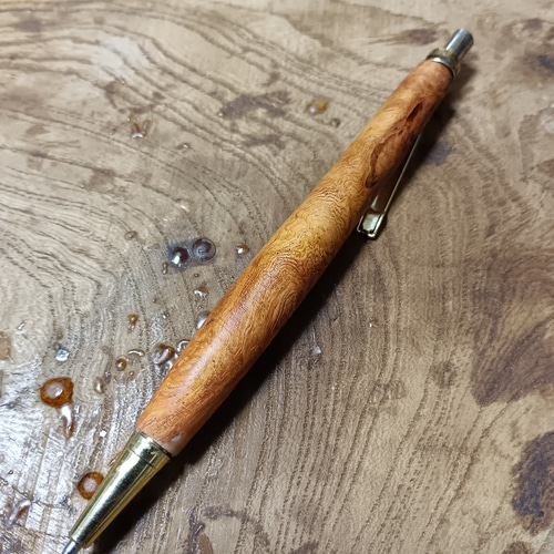 木軸シャーペン0.5㎜バックアイバール＆花梨瘤 蜜蝋クリーム仕上げ