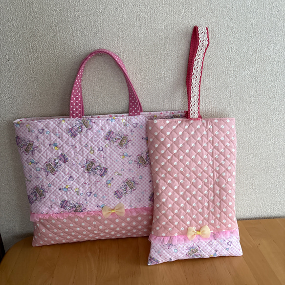 ハンドメイド子供用レッスンバッグセット レッスンバッグ シェーン