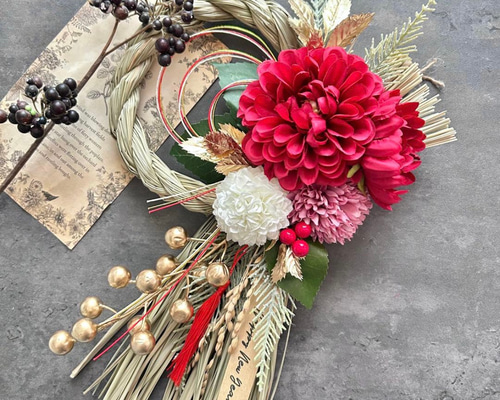 ラスト一点！速達料金込み No.277 い草 しめ縄リース2026 ハンドメイド