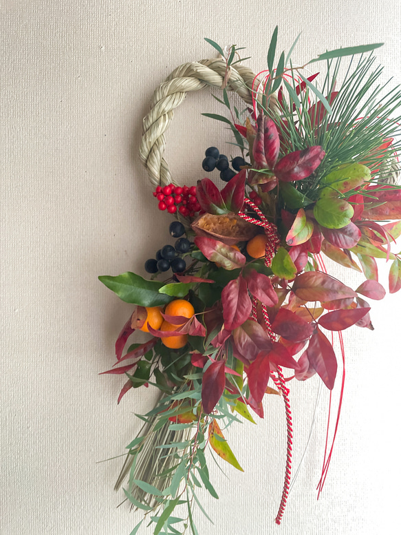 最短当日発送】南天と金柑のしめ縄 しめ縄 しめ縄飾り しめ縄リース