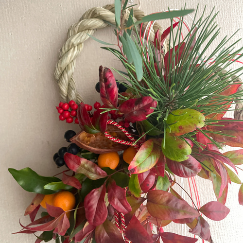 最短当日発送】南天と金柑のしめ縄 しめ縄 しめ縄飾り しめ縄リース