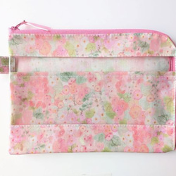 ☆受注制作☆仕切り付きA4 L字ファスナーポーチ リバティ ラミネート