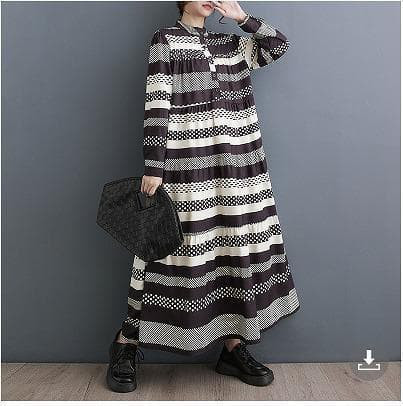 大きいサイズ 新品 ワンピース 黒 ロング丈 ゆったり 長袖 Aライン 春 秋5