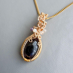 宝石質アイオライトの14kgf ワイヤーラッピングピアス ピアス（フック