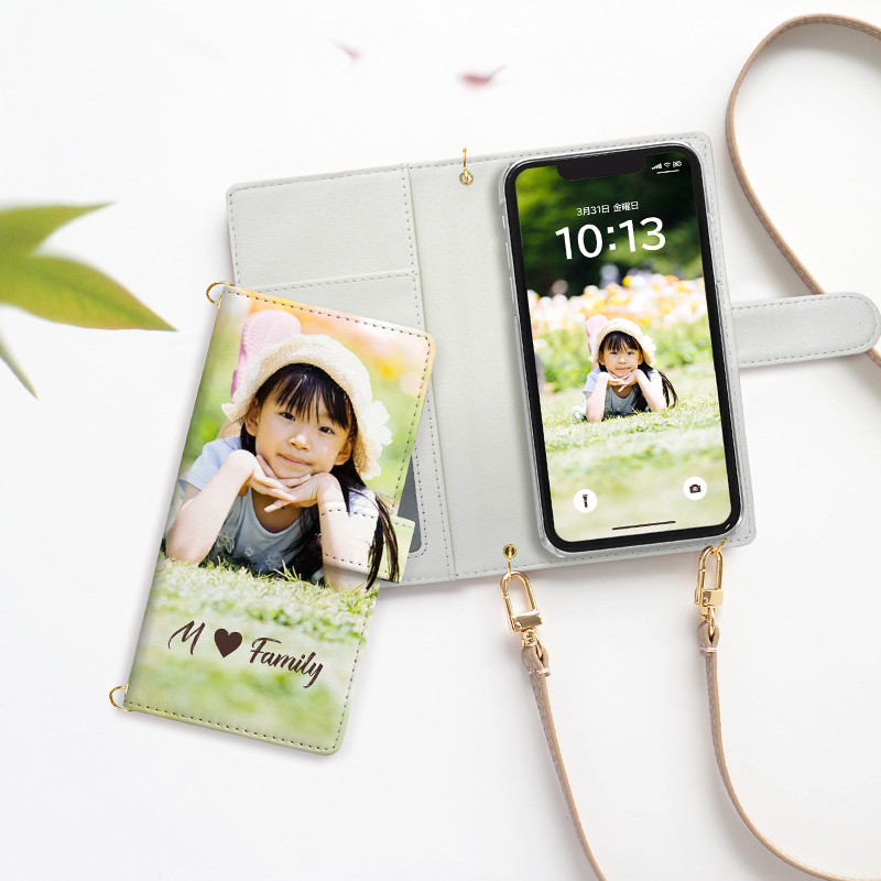 スマホケース 手帳型 全機種対応【オーダーメイド・自分でデザイン×ロングストラップ】スマホショルダー1001025996