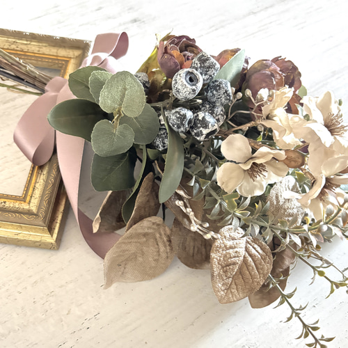 アンティーク調 ラナンキュラスのスワッグ ＊＊アーティフィシャル