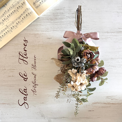 花束のスワッグ アンティーク 造花インテリア 花束のスワッグ アンティーク 造花インテリア