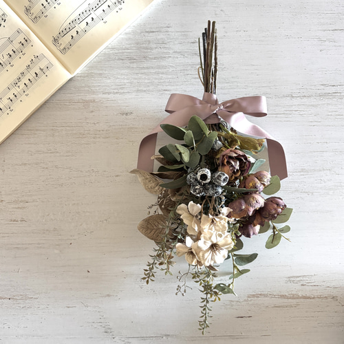 アンティーク調 ラナンキュラスのスワッグ ＊＊アーティフィシャル