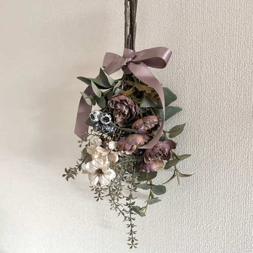 アンティーク調 ラナンキュラスのスワッグ ＊＊アーティフィシャル