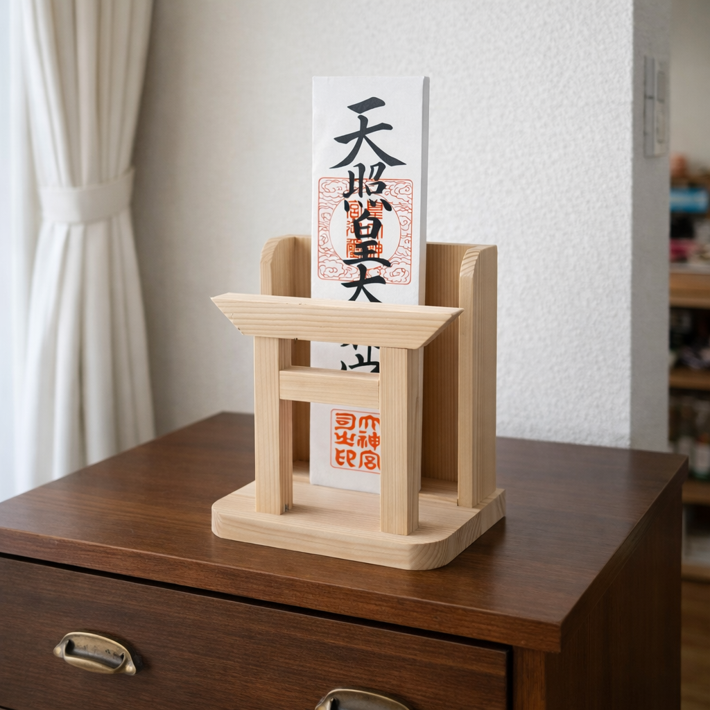 手作り　無垢木製 神棚スタンド｜家具の上に置けるシンプル神棚｜現代の住まいに馴染むデザイン