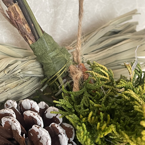 自然素材の正月飾り＊ナチュラルしめ縄リース｜外してスワッグにも