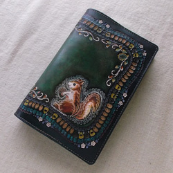 L型ファスナータイプロングウォレット　刻印＆拭き染め　牛革 L型ファスナータイプのロングウォレット 牛革 刻印＆拭き染め L型