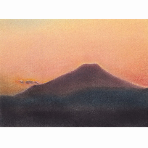 夕富士（パステル画 原画） 絵画 にゃんずら 通販 20255885｜Creema