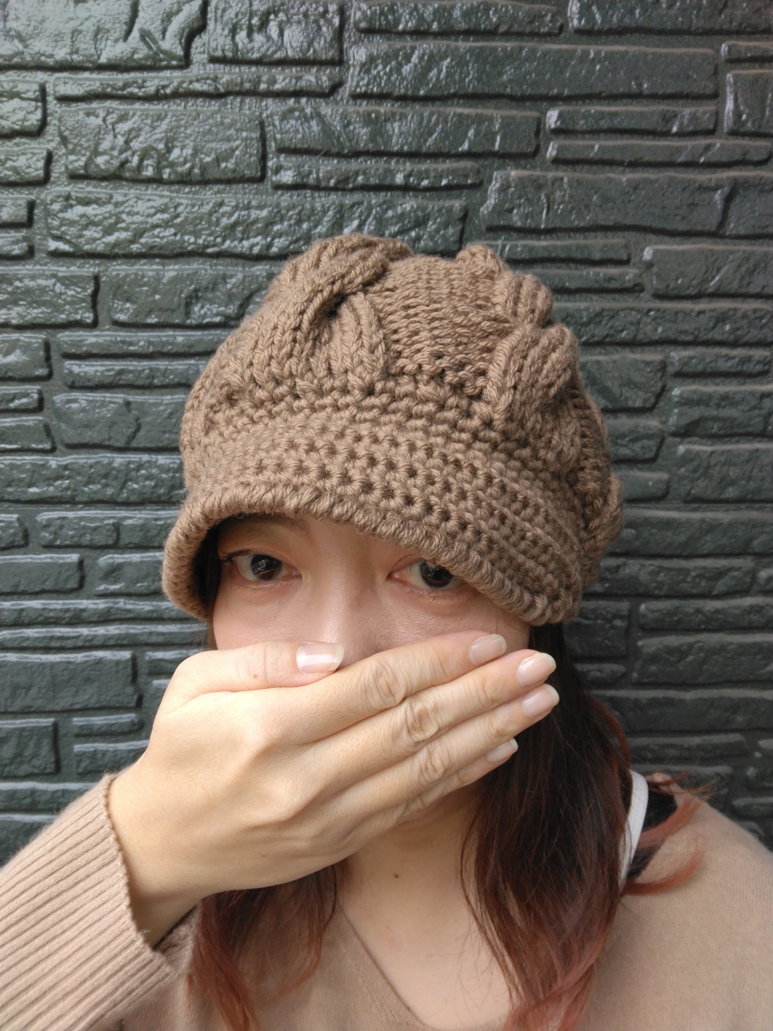 キャスケット☀小顔効果抜群☀メリノウール100%☀耳まで温かいです