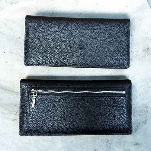 黒いレザー長財布 金具付き レザーウォレット メンズ コンチョ付き 長財布 本革 般若面コンチョ 大