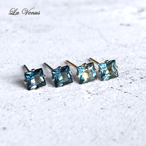 ✴︎つけっぱなしOK✴︎天然 ロンドンブルートパーズ 一粒ピアス