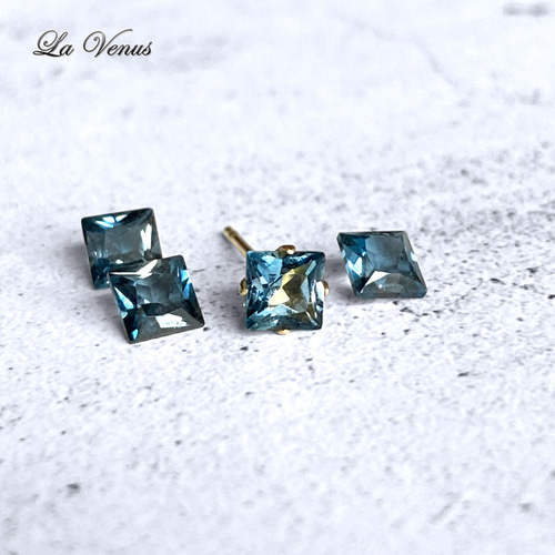 ✴︎つけっぱなしOK✴︎天然 ロンドンブルートパーズ 一粒ピアス