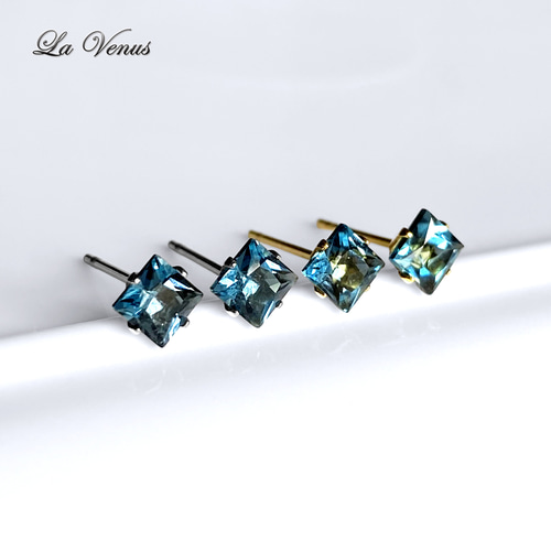 ✴︎つけっぱなしOK✴︎天然 ロンドンブルートパーズ 一粒ピアス