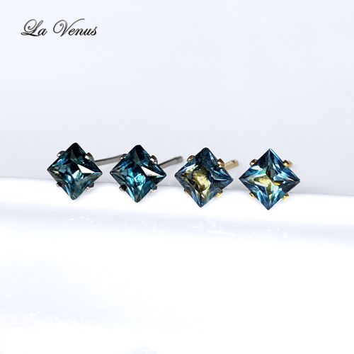 一点物✧水晶/ロンドンブルートパーズ 宝石箱ピアス✧14kgf✧あこや真珠 ✴︎つけっぱなしOK✴︎天然 ロンドンブルートパーズ 一粒ピアス