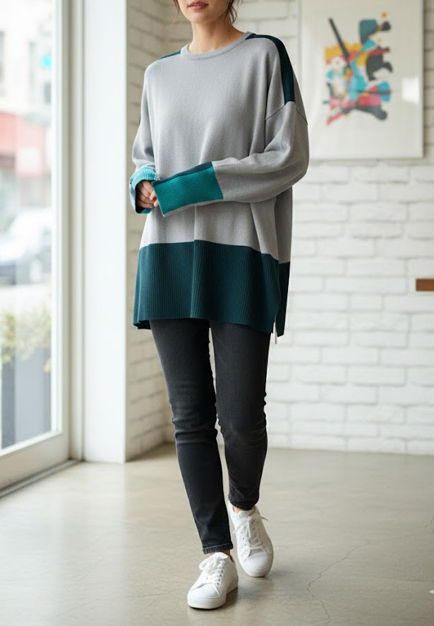 配色　ボックスシルエットニット【限定1点】