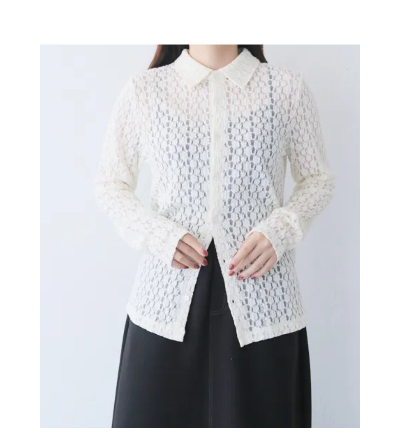 レースカットソー衿付きトレンドシャツ