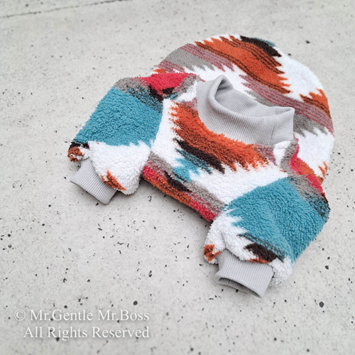 ネイティブアメリカン Navojo模様 フリースPullover ターコイズブルー