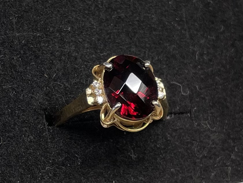 ガーネットのシルバー（金メッキ）リング