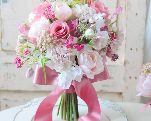 メロウピンクブーケ ウェディングブーケ チューリップブーケ