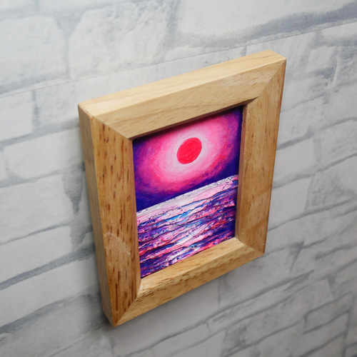 お守りのように飾る ミニ絵画「ストロベリームーン」油彩画 絵画 HR