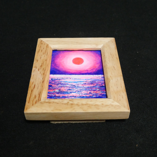 お守りのように飾る ミニ絵画「ストロベリームーン」油彩画 絵画 HR