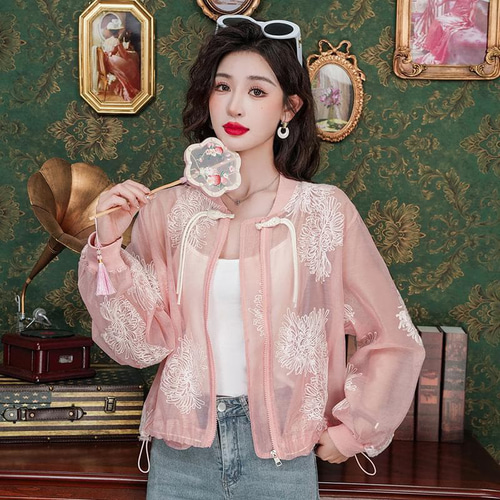 新品 大きいサイズ 花柄刺繍 シースルーブルゾン夏物オーバーサイズ3L