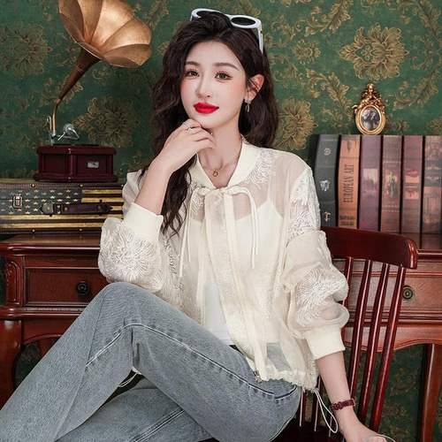 新品 大きいサイズ 花柄刺繍 シースルーブルゾン夏物オーバーサイズ3L