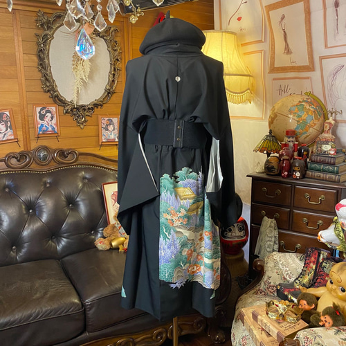 訳あり】黒留袖 着物 リメイク ワンピース ドレス 和洋折衷 洗える