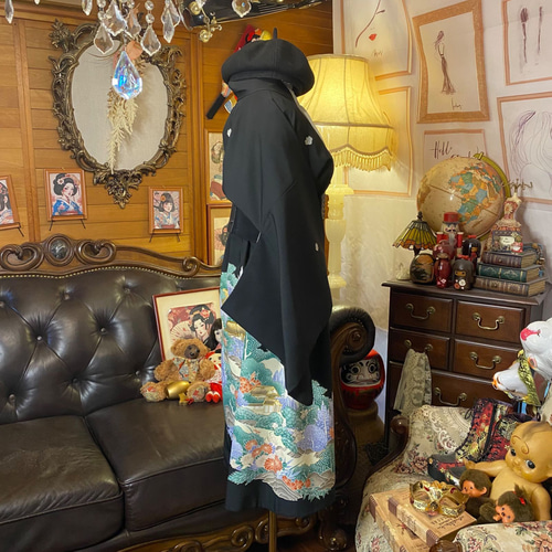 訳あり】黒留袖 着物 リメイク ワンピース ドレス 和洋折衷 洗える