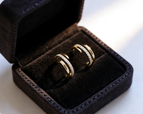 ゴールド クリスタルフープピアス S925 ゴールド キラキラ No. S9085