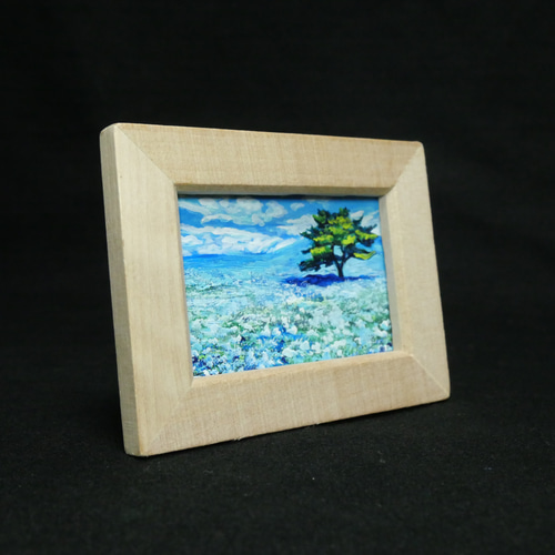 油絵 油彩 油彩画 絵 絵画 ミニ絵画【ネモフィラの丘】 絵画 HR 通販