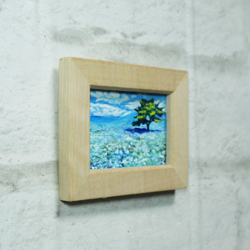 油絵 油彩 油彩画 絵 絵画 キャンバスパネル ミニ絵画【ネモフィラの丘】 油絵 油彩 油彩画 絵 絵画 キャンバスパネル ミニ絵画【ネモフィラの丘