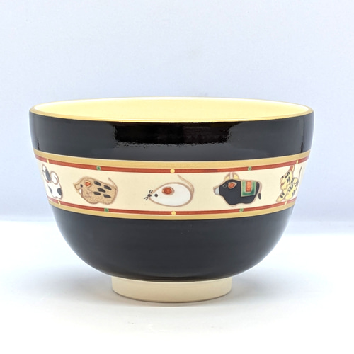 京焼 京都清水焼 日展作家 寺池静人 彩金椿文 茶碗 京焼 京都清水焼 日