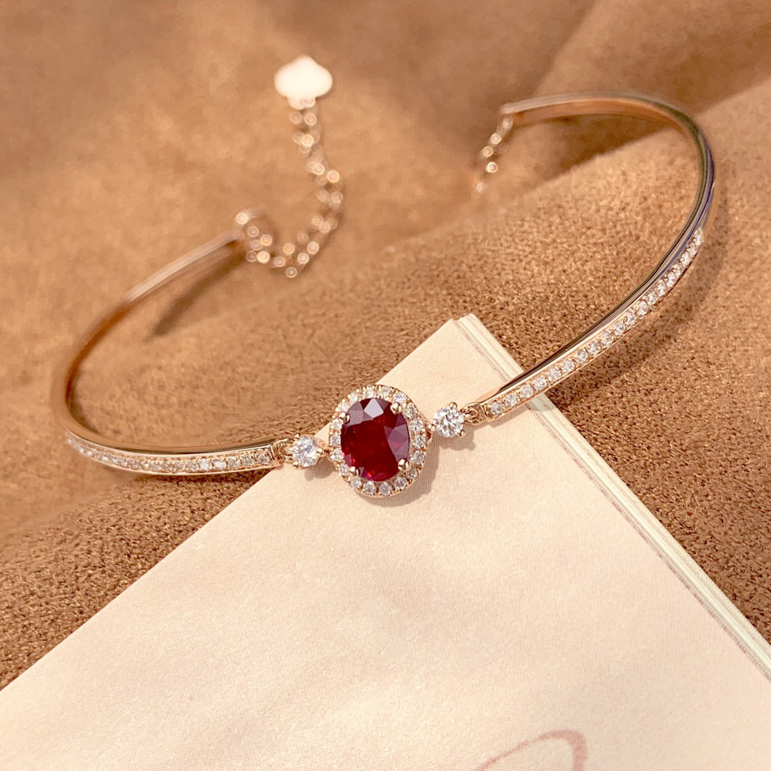 天然ダイヤモンド付きルビーブレスレットk18 5705