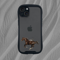 馬和貓圖案手機殼（透明）貓咪iPhone手機殼，適用於iPhone 16e及更新機型 第3張的照片