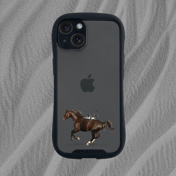 馬和貓圖案手機殼（透明）貓咪iPhone手機殼，適用於iPhone 16e及更新機型 第3張的照片